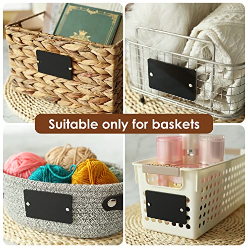 Temlum 18 Pcs Acrylic Basket Labels, Storage Tags with Chalk Marker Removable Label for Wire, Wicker, Woven Baskets & Pantry Storage (Rectangle, Black) - Image 4