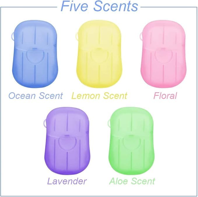 Clickswift Mini Portable Hand Soap Sheets, Scented Disposable Soap Sheet, Colorful Camping Soap Sheets, Travel Soap Sheets for Hand Washing Pack of 5 Box Multicolor (Each box = 20sheets) - Image 2