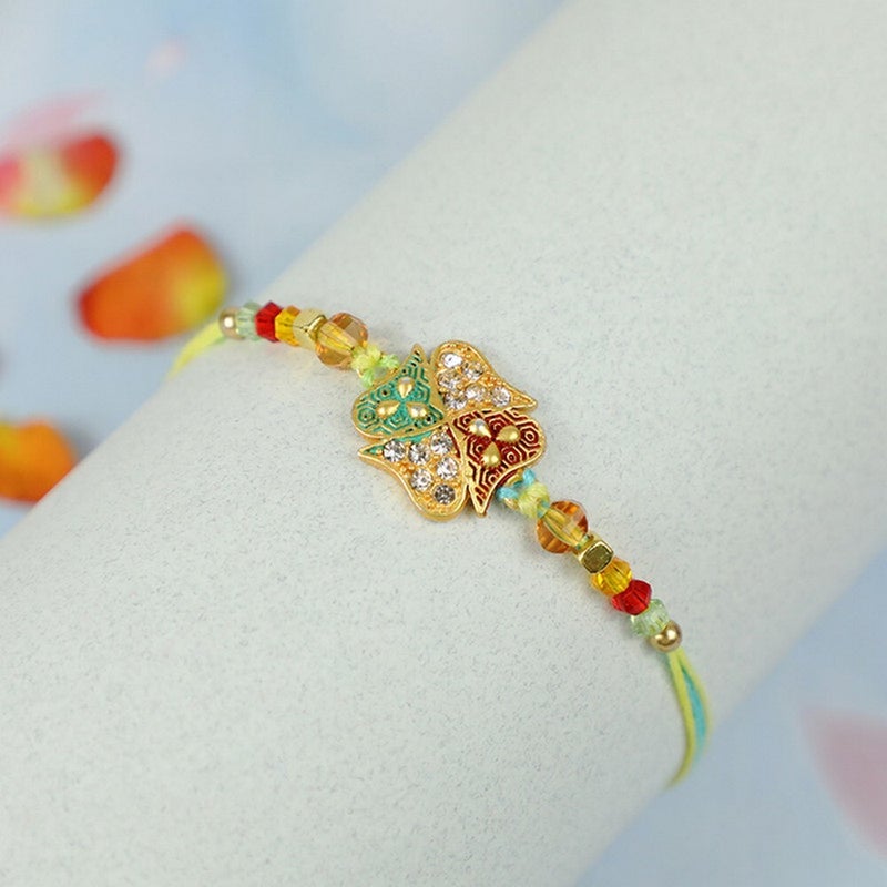 Madhoor Handcrafted Designer Rakhi with Vibrant Color Elegant Design, Premium Thread Rakhi for Brother, Festive Raksha Bandhan Rakhi, 20 cm - Image 1