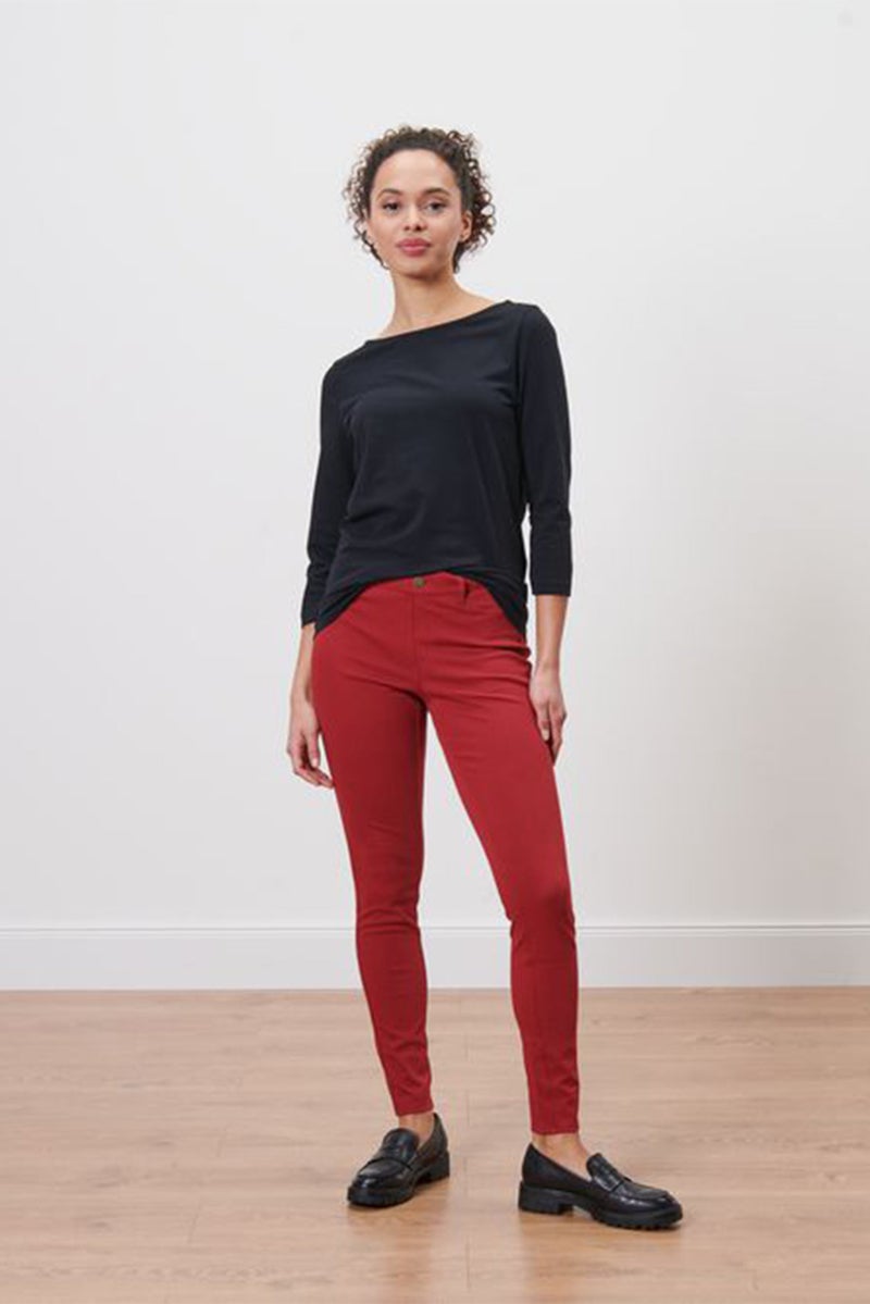 Tchibo Women Skinny Fit Plain Pants, Red  - Image 1
