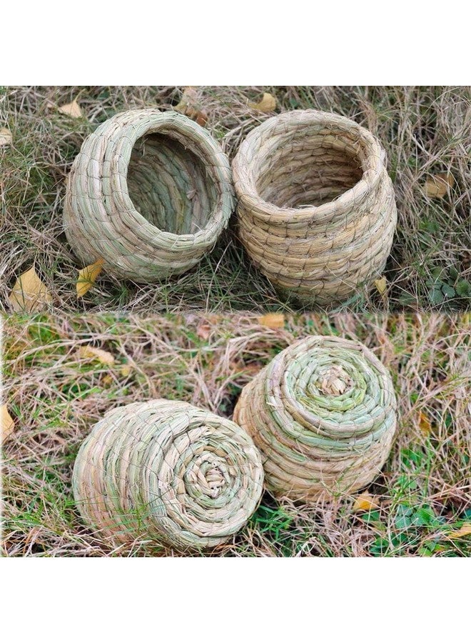 Hamiledyi Bird Nest Grass Bird Hut Outdoor Hanging Birdhouse Canary Nest Chickadee House Wren Nest Fiber Roosting Pocket for Parakeet Parrot Cockatiel Finch - Image 4