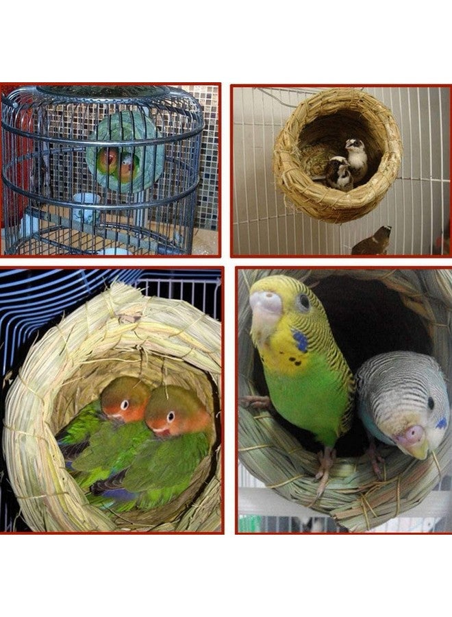 Hamiledyi Bird Nest Grass Bird Hut Outdoor Hanging Birdhouse Canary Nest Chickadee House Wren Nest Fiber Roosting Pocket for Parakeet Parrot Cockatiel Finch - Image 5