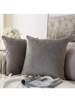 Wooden Twist Raafi Light Grey Color Velvet Cushion Covers (Set of 2)  - Image 3
