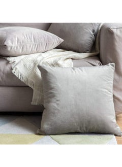 Wooden Twist Raafi Light Grey Color Velvet Cushion Covers (Set of 2)  - Image 2