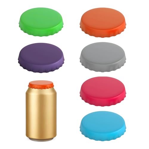 Creztail Soda Can Lids – 6 Pack Reusable Silicone Can Covers, Pop Can Lids Fits Standard Cans, Soda Can Saver, Can Toppers for Soda, Beer, Beverage (Assorted, BPA-Free) - Image 1
