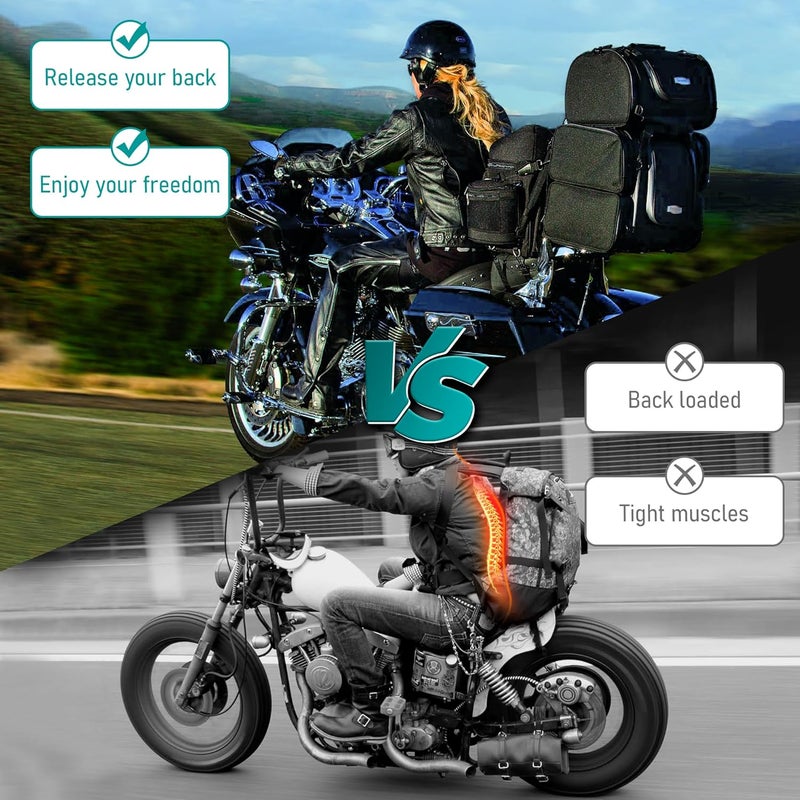 MoKitDora Detachable Two-Up Luggage Rack for Harley Touring Models 2009-2021, Chrome - Image 5