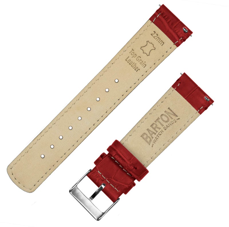 BARTON WATCH BANDS 18mm Crimson Red - Alligator Grain - Quick Release Leather Watch Bands - Image 4