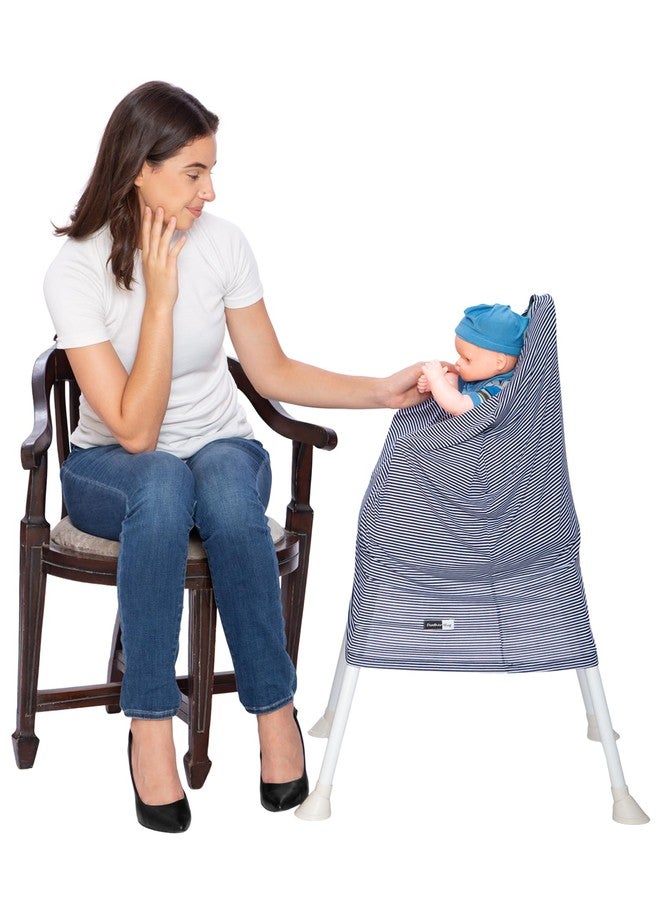 Feather Hug® 360° Premium Nursing Cover for Breastfeeding - Feeding Apron for mom, Stretchy Feeding Cover for Mother, Real Breathable Breast Feeding Cover (Small Blue and White) - Image 5