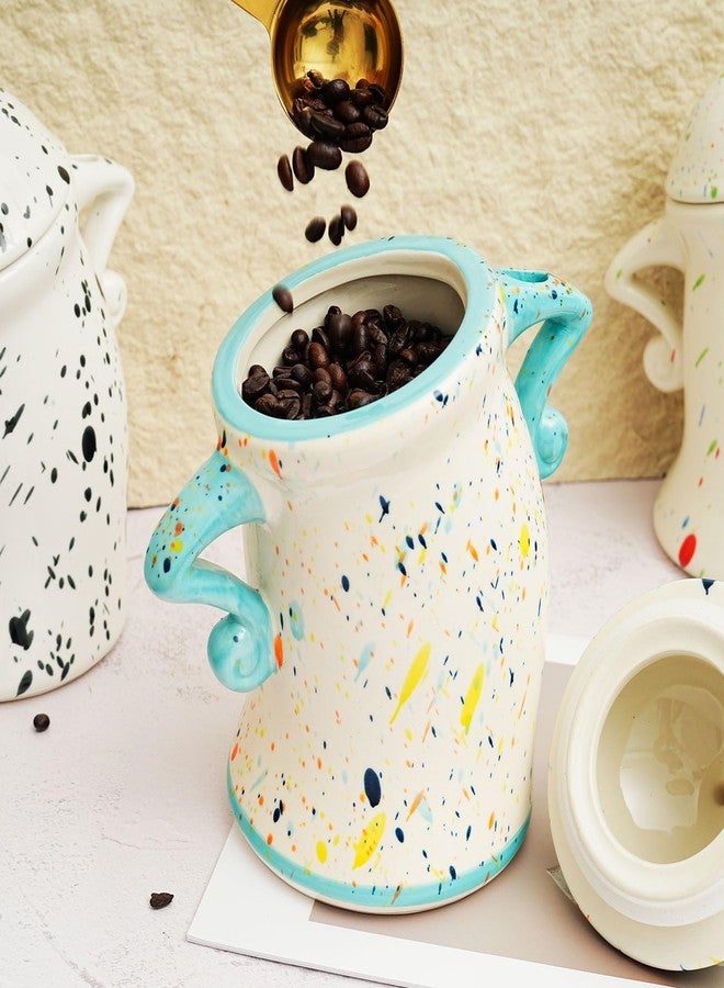 Antetek Canister With Attitude,Large Capacity Cute Sassy Storage Canister,Interesting food jars, stylish airtight large ceramic lids, coffee, tea, sugar and spice storage jars with spoons (Cyan) - Image 3