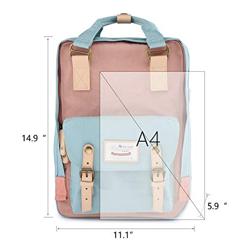 Himawari Backpack/Travel Backpack for Women 14.9" College Vintage Waterproof Bag ， Work Backpack for 14inch Laptop(-HIM-01#pink&blue) - Image 2
