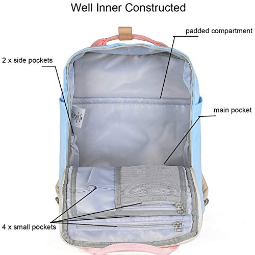 Himawari Backpack/Travel Backpack for Women 14.9" College Vintage Waterproof Bag ， Work Backpack for 14inch Laptop(-HIM-01#pink&blue) - Image 3