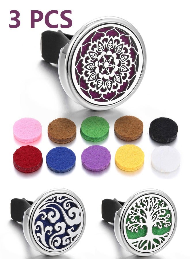 3 PCS Essential Oil Car Diffuser Vent Clip, Car Aromatherapy Diffuser Locket Air Freshener with 30 Refill Pads - Image 1