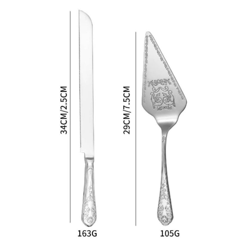 Gold Cake Spatula Set: 2-Piece 304 Stainless Steel - Elegant Patterned Design Cake Serving Tools for Hotel Table Settings, Gifting and Home Dessert Use - Image 2