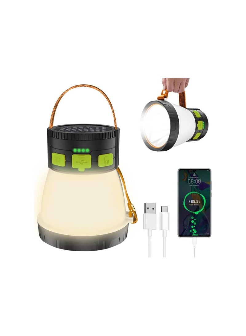 LED Camping Lantern, with Solar Panel Charging, 8 Light Modes Waterproof 7500mAh Power Bank, Portable with Hook Solar Tent Lamp, Camping Lantern, Rechargeable RGB Night Light for Hiking Outdoor - Image 1