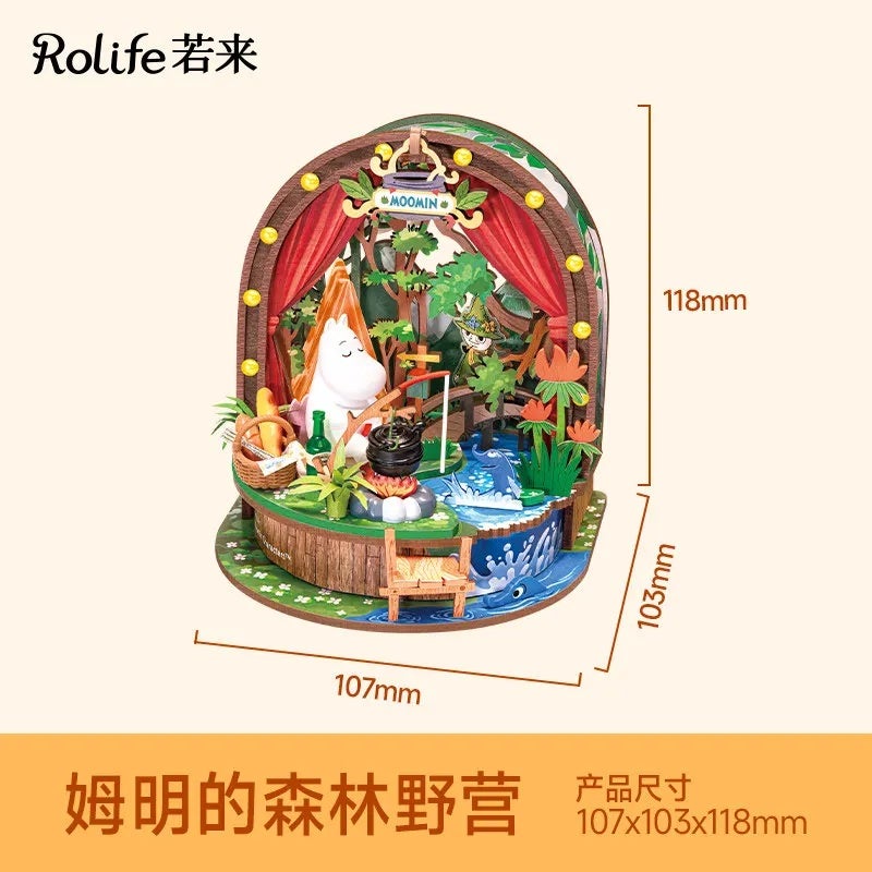 رولايف مجموعة مكعبات بناء Rolife Moomin House Series Building Blocks Moomin Mama Kitchen Dining Room Assembled Model Toys Desktop Ornaments Gifts, DA010 9893037 - Image 1