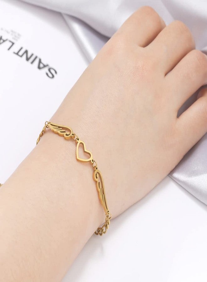 UNIFT Angel Wings Heart Bracelet For Women,Stainless Steel Hollow Out Bracelets,Unique Exquisite Adjustable Jewelry Gifts For Women (gold, Stainless Steel) - Image 3