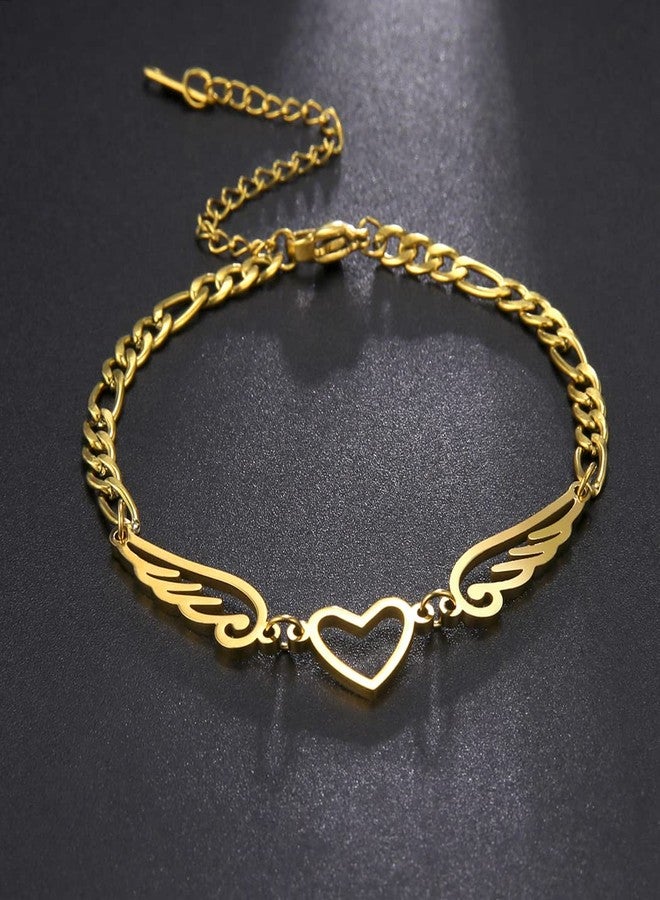 UNIFT Angel Wings Heart Bracelet For Women,Stainless Steel Hollow Out Bracelets,Unique Exquisite Adjustable Jewelry Gifts For Women (gold, Stainless Steel) - Image 4