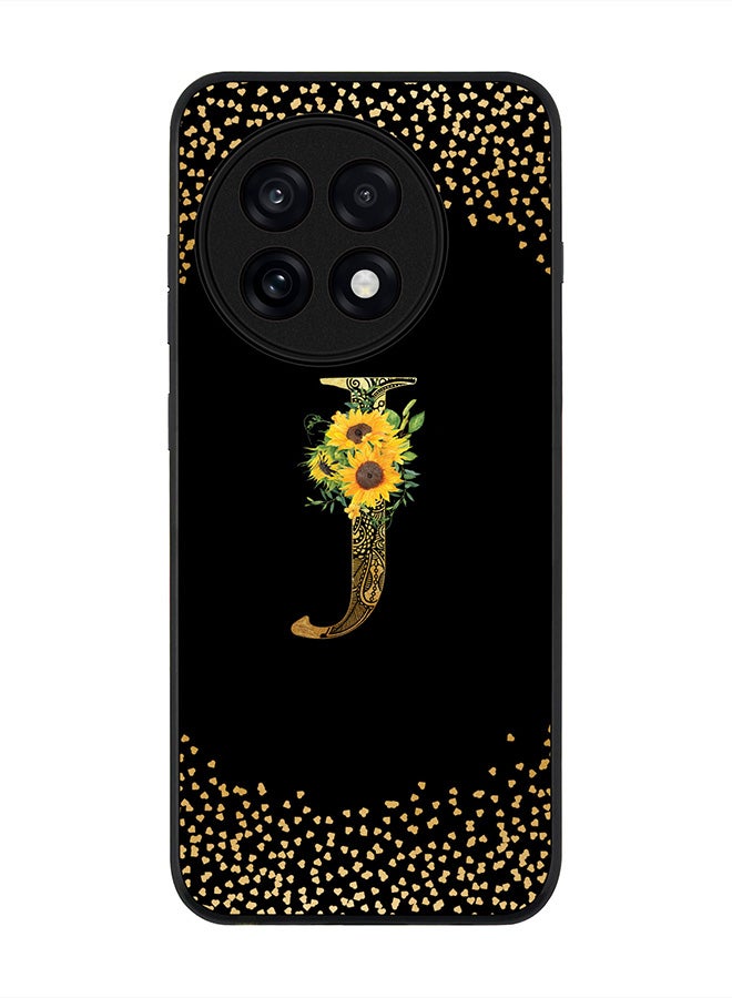 Stylizedd For OnePlus 13R / Ace 5 Pro Case,Slim fit Camera Protection, Shockproof Thin Phone cover  - Custom Floral Monogram - J ( Black )