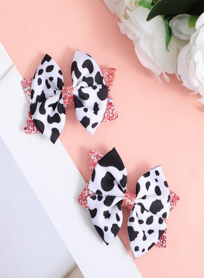 Matwsec 2PCS Cow Print Hair Bow Clips Cute Hair Bows for Girls Pink Bow Hair Clip with Alligator Clips for Girls Toddlers Kids Birthday Party Decor Gifts - Image 5