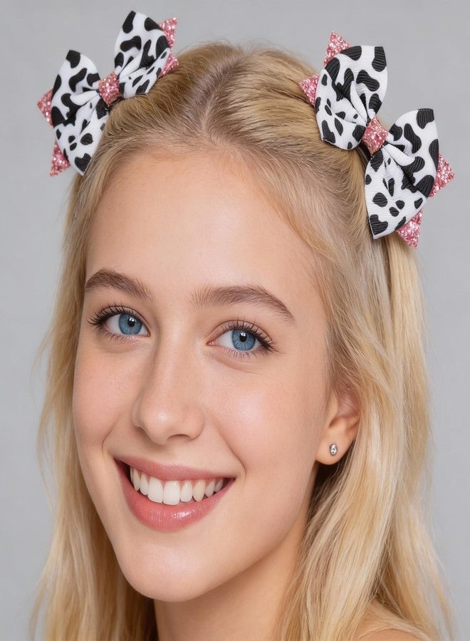 Matwsec 2PCS Cow Print Hair Bow Clips Cute Hair Bows for Girls Pink Bow Hair Clip with Alligator Clips for Girls Toddlers Kids Birthday Party Decor Gifts - Image 3