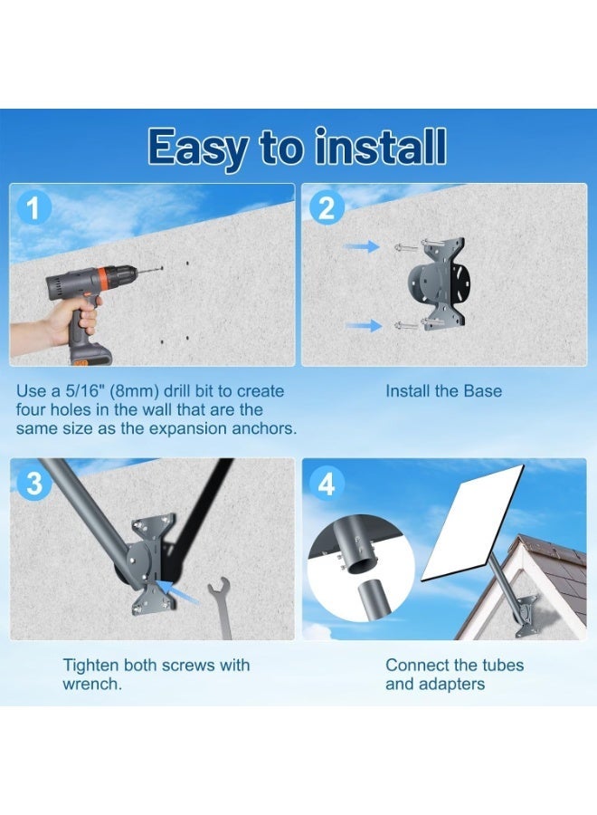 YOUWE7 Compatible with Starlink Gen 3 Mounting Kit, Roof & Wall Mount, Pipe/Pole Adapter, Starlink Internet Kit Satellite Mount - Image 3