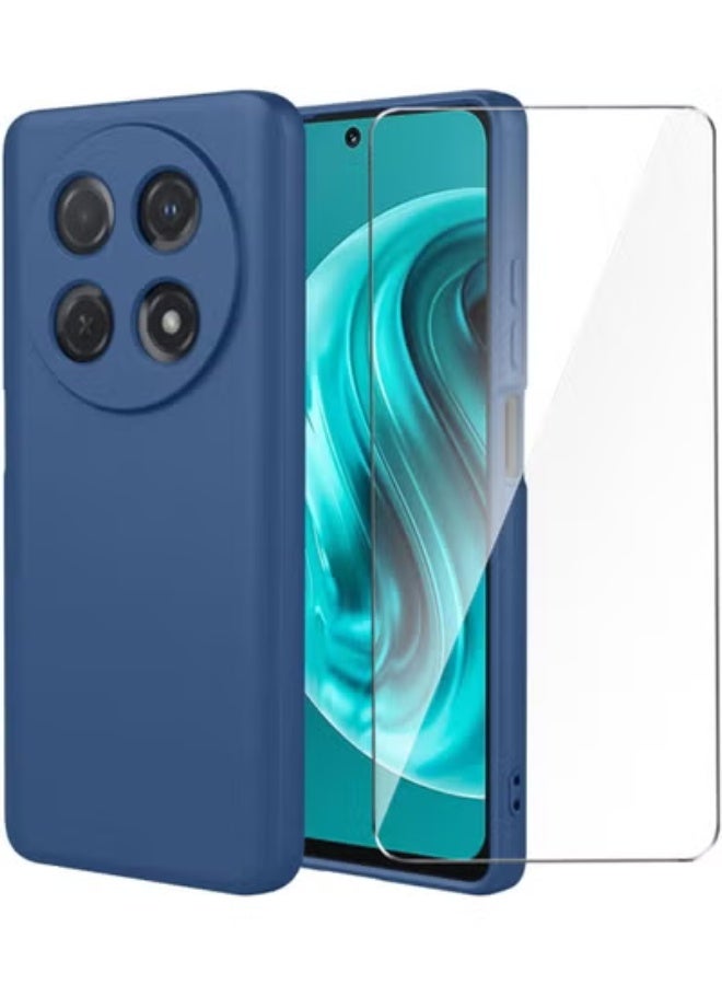 JAJEEK Case for Huawei Nova 12i with Tempered Glass Screen Protector, Shock-Absorbing Soft Silicone TPU Bumper Cover, Protective Shell for 6.7" Display – Blue - Image 1