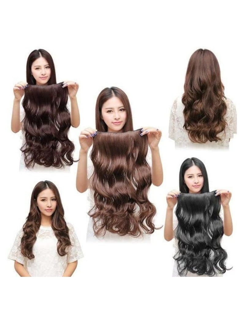 Estelle Eestelle full head one-piece long straight and Body Wave hair extension, with 5 clips, suitable for women and girls (#1B, Body Wave)  - Image 5