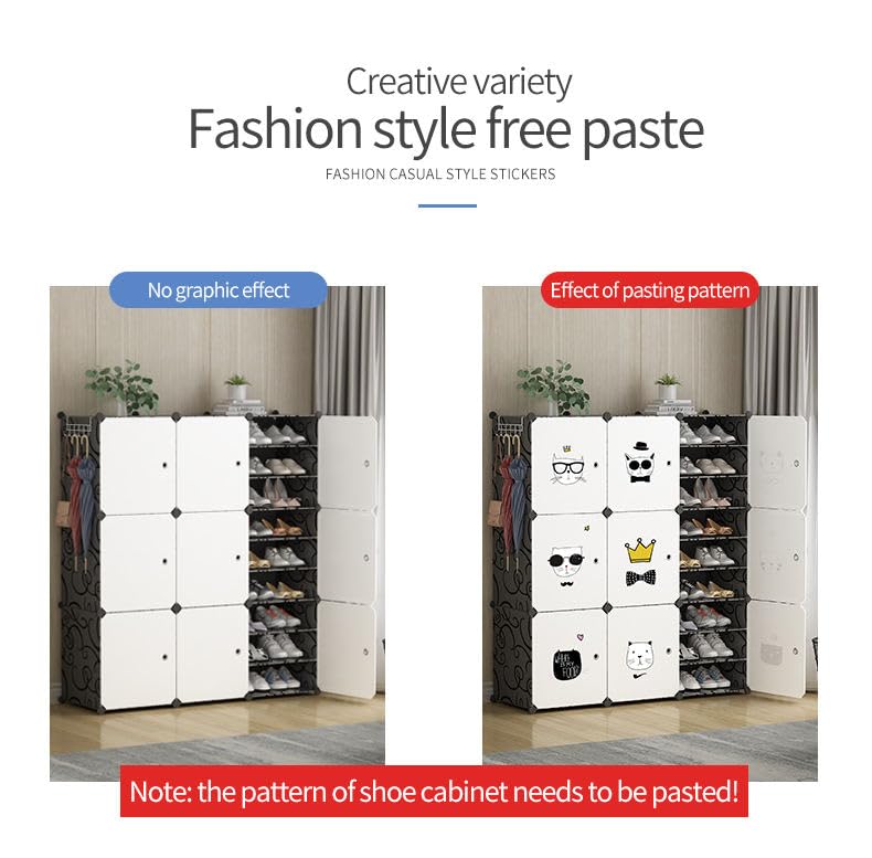 LUHI Plastic Wardrobe for Kids Clothes – Easy to Use Anti-Skid & Non-Slip Effective Professional, Plastic Cupboard for Kids, Foldable Almirah, Collapsible Wardrobe (White T4, 9-Shelf-6-Door) - Image 4