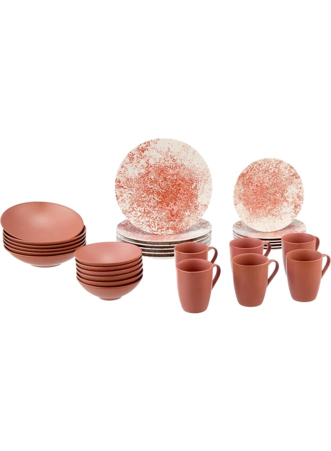 Zinnia By Fathy Mahmoud Porcelain Mahogany Red Digcolor Mix Coup Dinnerware Set 30 Pieces - Image 1