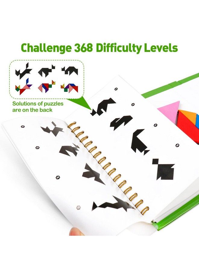 USATDD Travel Tangram Puzzle With 2 Set, Magnetic Pattern Blocks Road Trip Games Educational Jigsaw Challenge Books For Kid Adult Brain Teasers With 368 Solution Montessori Travel Toys For Kids In Car - Image 5