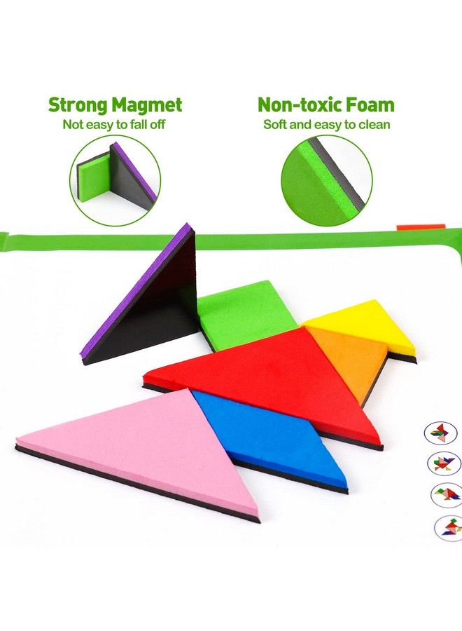 USATDD Travel Tangram Puzzle With 2 Set, Magnetic Pattern Blocks Road Trip Games Educational Jigsaw Challenge Books For Kid Adult Brain Teasers With 368 Solution Montessori Travel Toys For Kids In Car - Image 4