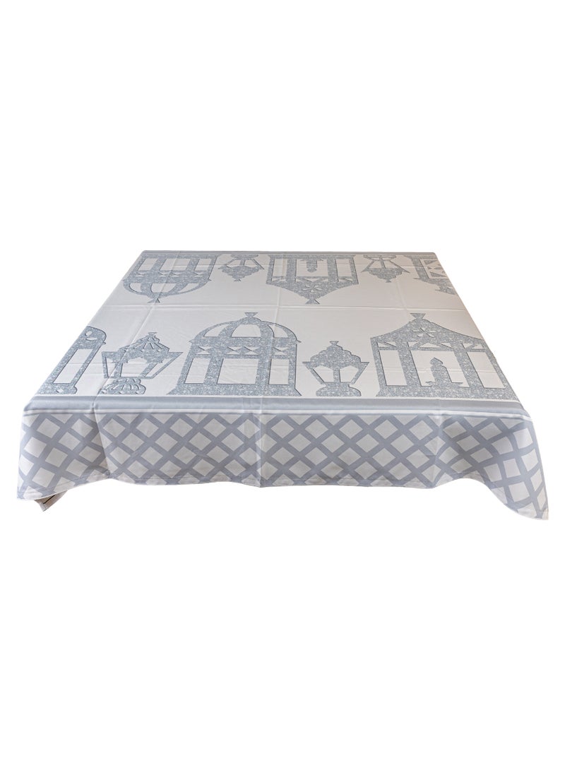 Omash.com Ramadan Tablecloth- Digitaly Printed Fabric - 135 x 135cm- Fits a 4 seats dining table or Coffee table- Arranged Golden Fawanees  - Image 2