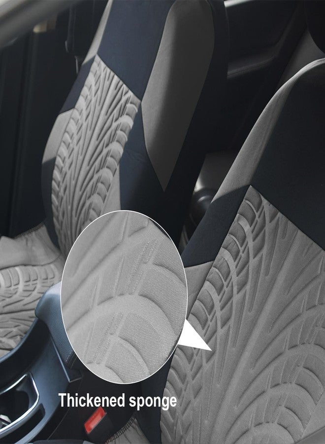 BESULEN Front Car Seat Covers, 2 Pcs Polyester Bucket Seat Protectors, Soft and Breathable, Premium Sporty Automotive Seat Cushions, Universal Auto Interior Accessories for Most Cars, SUV (Gray) - Image 4