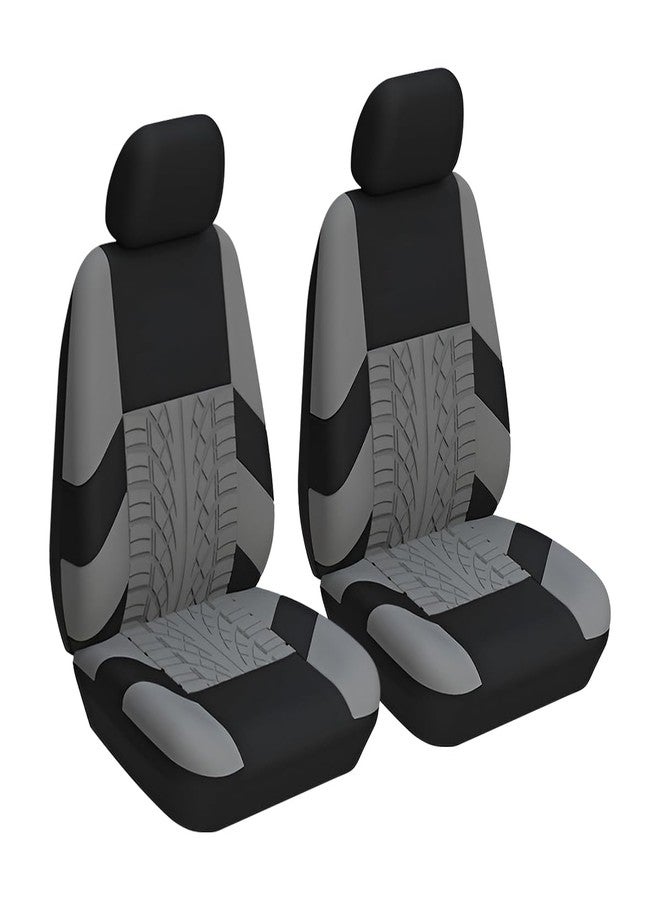 BESULEN Front Car Seat Covers, 2 Pcs Polyester Bucket Seat Protectors, Soft and Breathable, Premium Sporty Automotive Seat Cushions, Universal Auto Interior Accessories for Most Cars, SUV (Gray) - Image 1