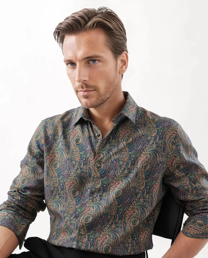 Rare Rabbit Men's Regular Fit Casual Paisley Print Shirt