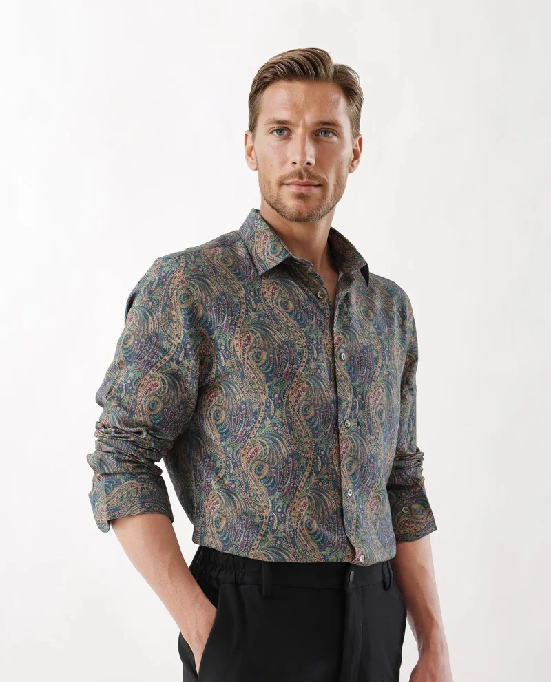 Rare Rabbit Men's Regular Fit Casual Paisley Print Shirt
