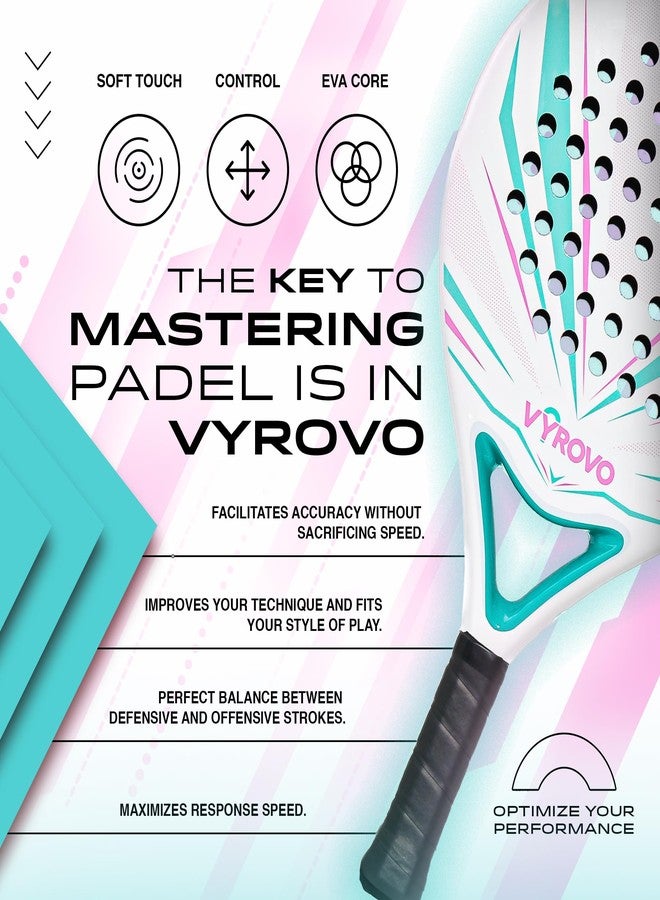 Vyrovo Carbon Halo EVA Soft Core Round Shape Padel Racket (38MM) | Featuring a Carbon Fiber | Perfect Balanced for Comfort & Power | Head Precision for Starters & Intermediate Players (White) - Image 5