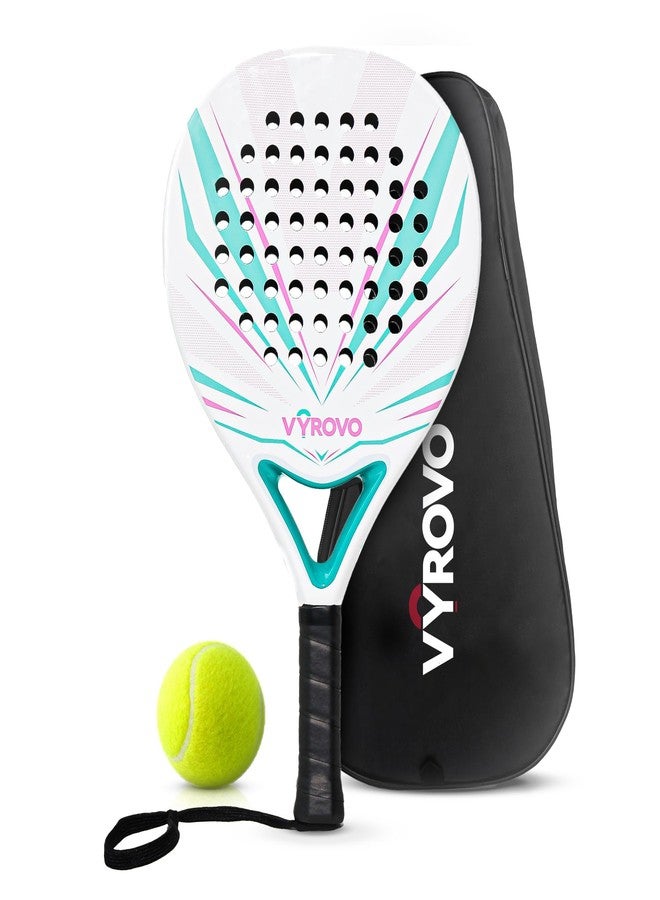 Vyrovo Carbon Halo EVA Soft Core Round Shape Padel Racket (38MM) | Featuring a Carbon Fiber | Perfect Balanced for Comfort & Power | Head Precision for Starters & Intermediate Players (White) - Image 1