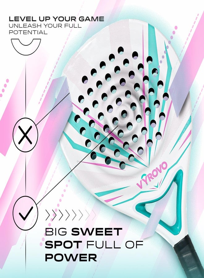 Vyrovo Carbon Halo EVA Soft Core Round Shape Padel Racket (38MM) | Featuring a Carbon Fiber | Perfect Balanced for Comfort & Power | Head Precision for Starters & Intermediate Players (White) - Image 3