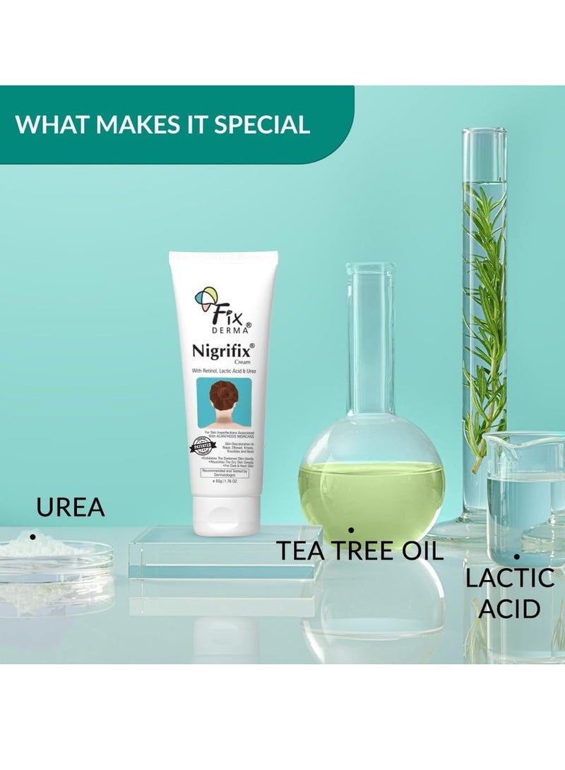 Fixderma Nigrifix Cream for Acanthosis Nigricans with Lactic Acid | Dermatologist Tested Retinol Cream | For Dark Body Parts like Neck, Ankles, Knuckles, Armpits, Thighs & Elbows | Exfoliant - 50g - Image 4