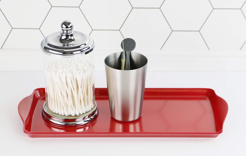 Reston Lloyd Calypso Basics Melamine Plastic Tidbit BPA-Free  Food Safe  Multipurpose Platter Serving Tray  Bathroom/Table Organizer  Red - Image 5