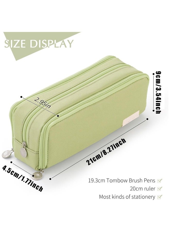 حقيبة أقلام كبيرة السعة تحتوي على 3 أقسام للمدرسة والمراهقين والبنات (أخضر) - Image 2