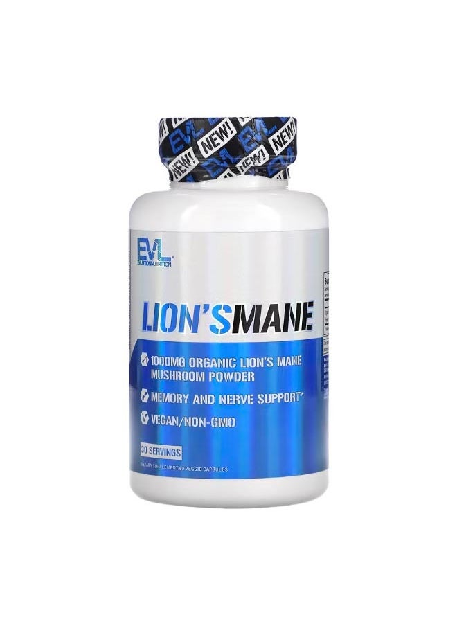 EVLUTION NUTRITION Lions Mane 60 Veggie Capsules  - Image 1