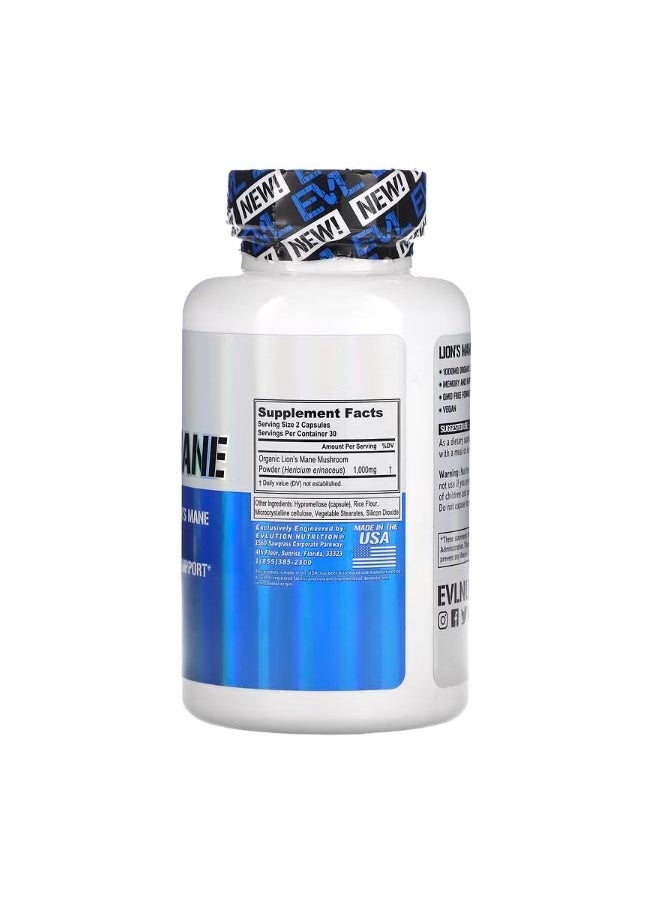 EVLUTION NUTRITION Lions Mane 60 Veggie Capsules  - Image 2