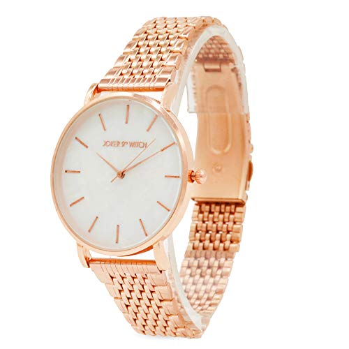 Joker & Witch Stainless Steel Women Aria Rosegold White Dial Analog Watch Bracelet Set, Gold Band - Image 3