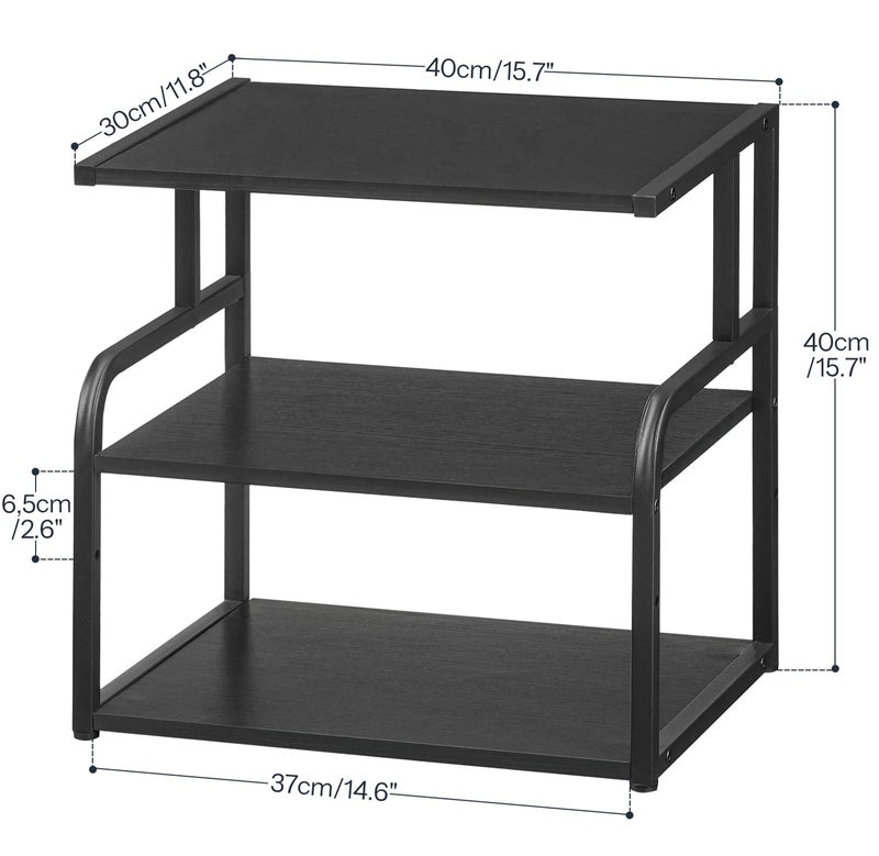 HOOBRO Printer Stand, 3-Tier Desktop Printer Table, Under Desk Printer Storage Office Organizer, Storage Rack with Adjustable Shelf, for Home Office, Kitchen, Living Room, Black BB06PS01 - Image 3
