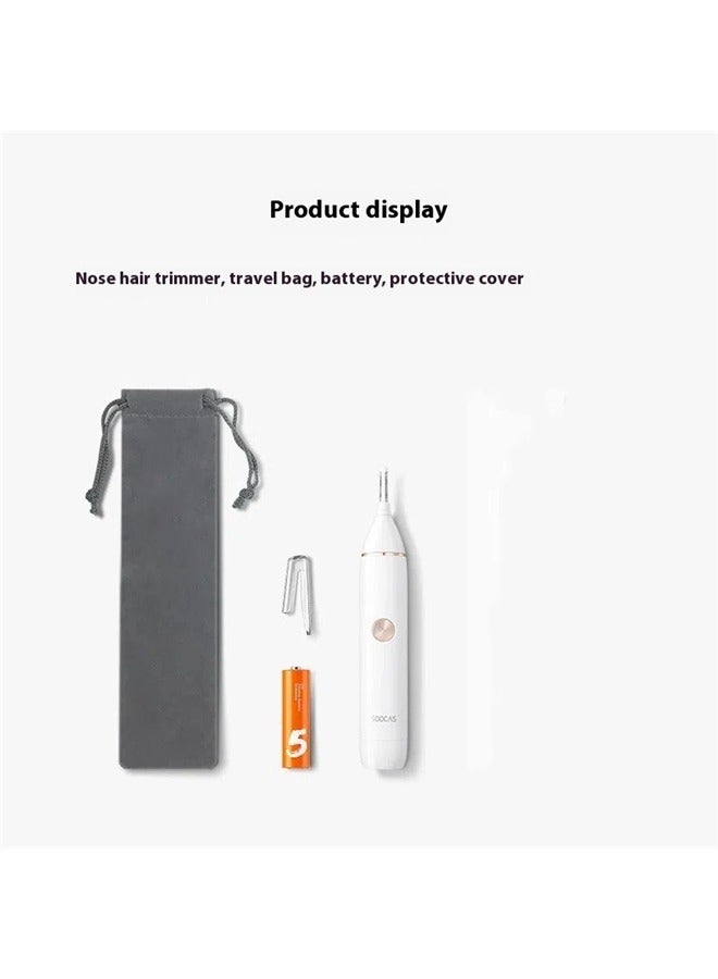 Nose Hair Trimmer White/Gold，Eyebrow Trimmer, Electric Eyebrow Razor for Women Men, Rechargeable Painless Facial Hair Shaver Remover - Image 2