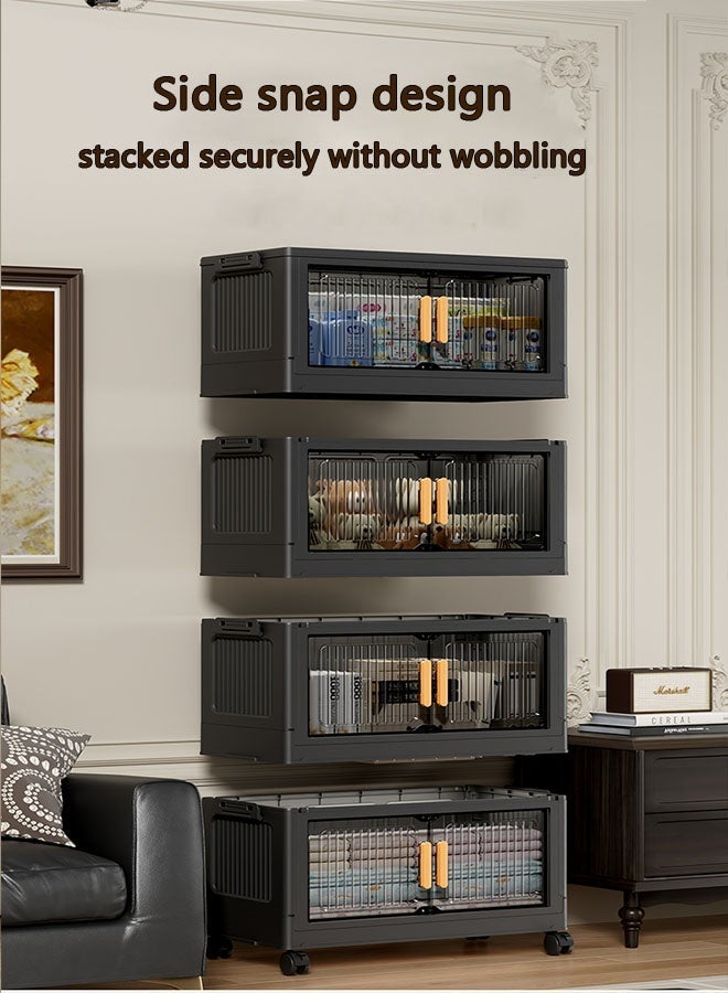 CozyNest 5-Tier 50cm Wide  Foldable Storage Multifunctional Double Door Installation Free Storage Bins Cabinet with Wheels Freestanding Stackable Drawer Cabinet for Home,Office,Bedroom,Living Room,Study - Image 2