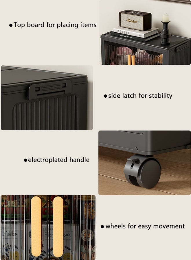CozyNest 5-Tier 50cm Wide  Foldable Storage Multifunctional Double Door Installation Free Storage Bins Cabinet with Wheels Freestanding Stackable Drawer Cabinet for Home,Office,Bedroom,Living Room,Study - Image 4