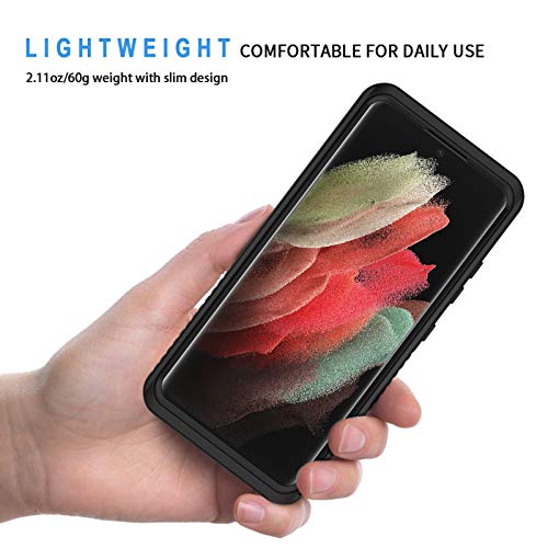 Lanhiem for Samsung Galaxy S21 Ultra Case, IP68 Waterproof Dustproof, Built-in Screen Protector, Rugged Full Body Shockproof Protective Phone Cover for Galaxy S21 Ultra 5G 6.8 Inch, Black - Image 2